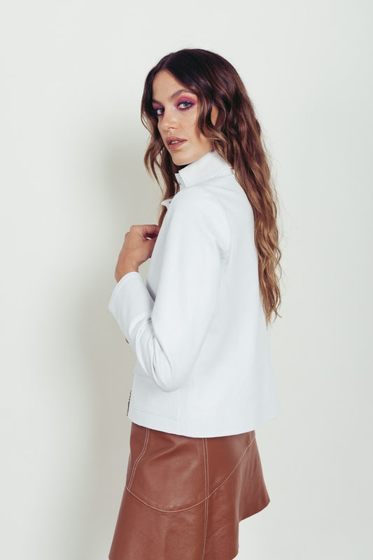 Campera Paris cuero blanca