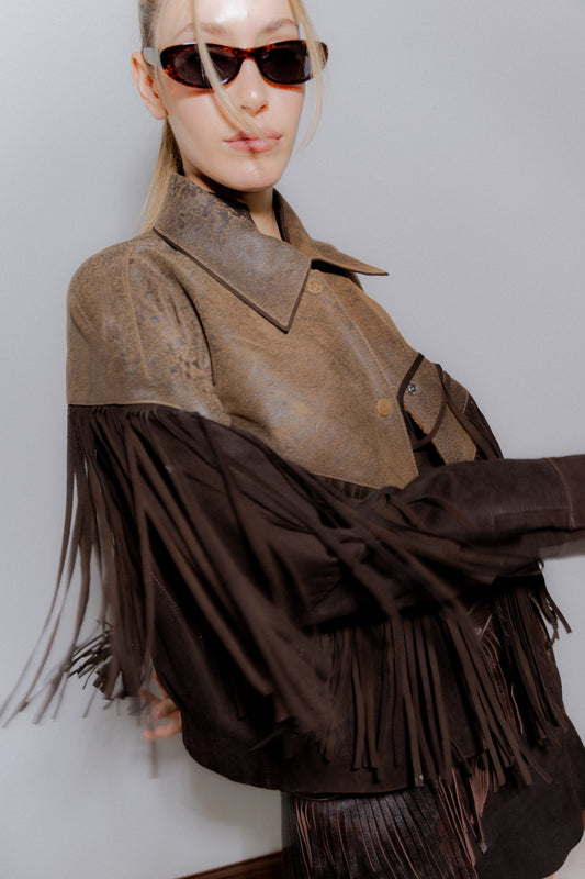 Bomber Twist cuero chocolate desgastado