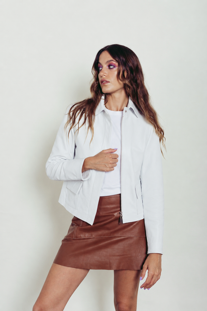 Campera Paris cuero blanca