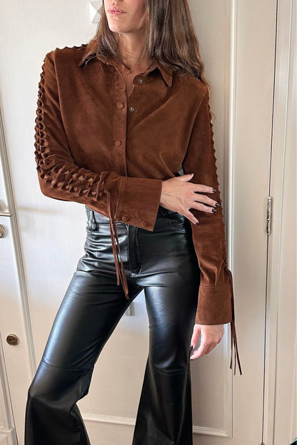 Camisa Fun gamuza caramelo