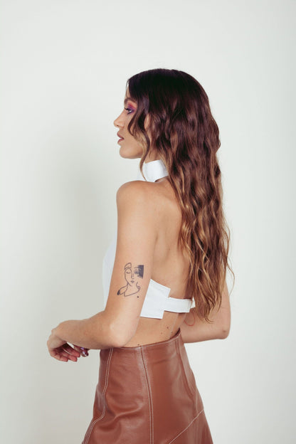 Top Cat corto cuero blanco