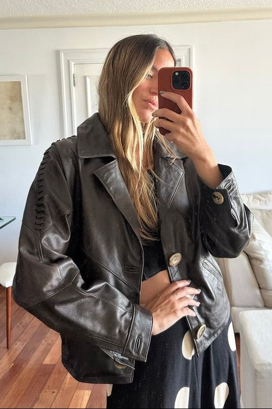 New Bomber cuero chocolate