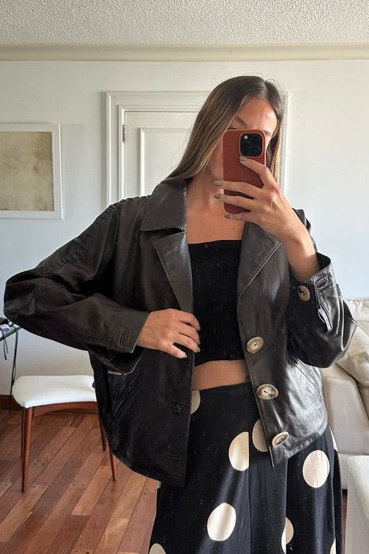 New Bomber cuero chocolate