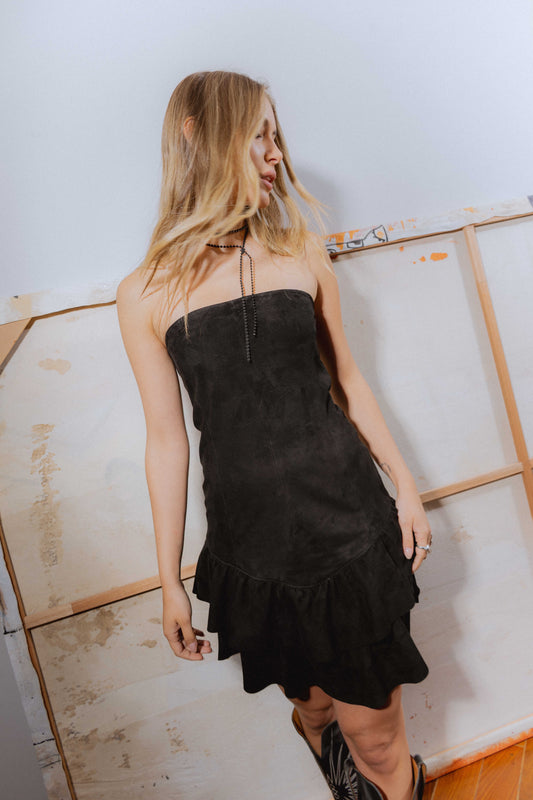 Vestido Ambar gamuza negro