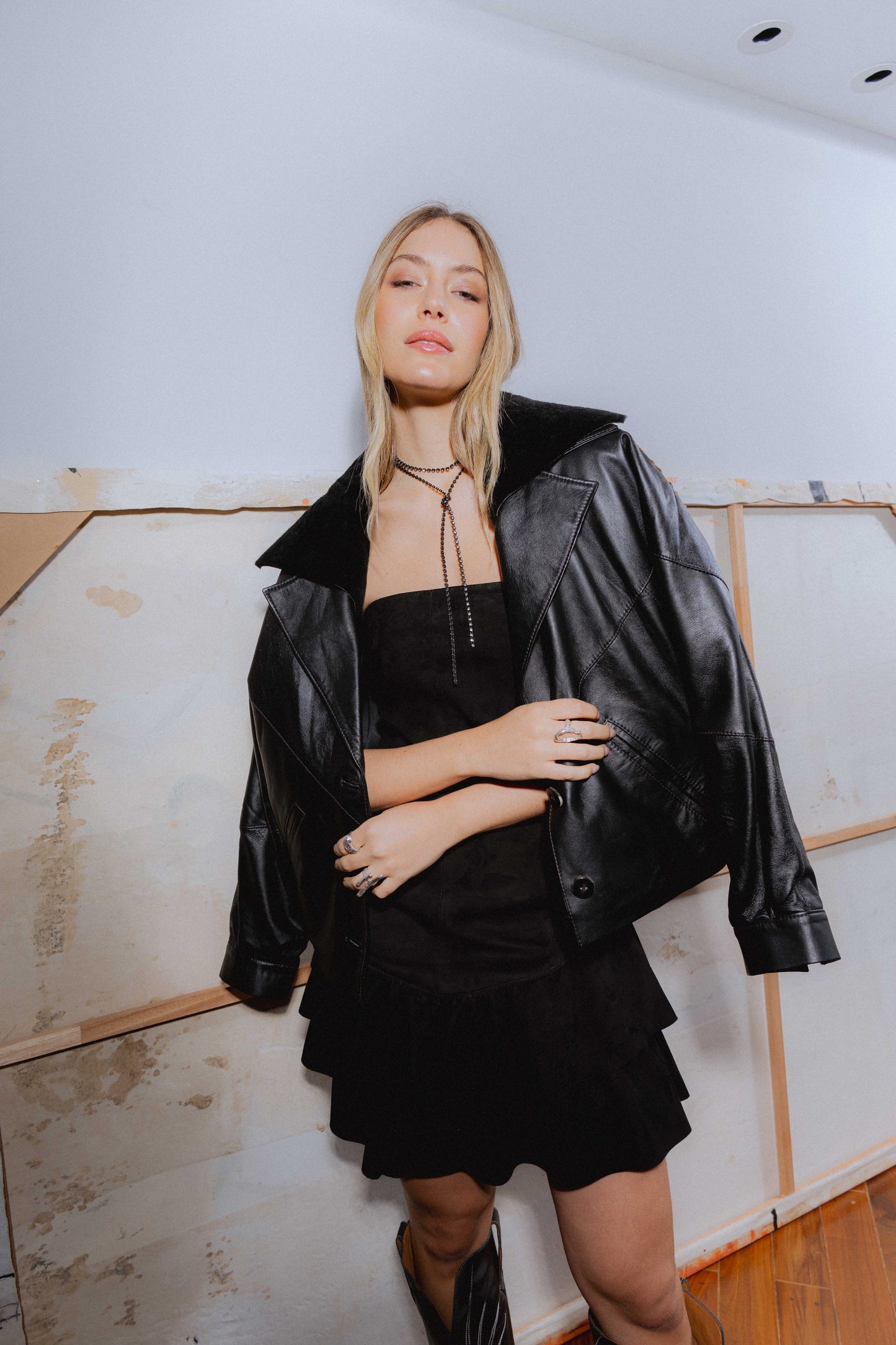 Vestido Ambar gamuza negro