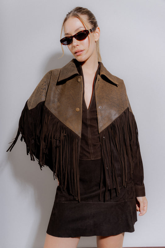 Bomber Twist cuero chocolate desgastado