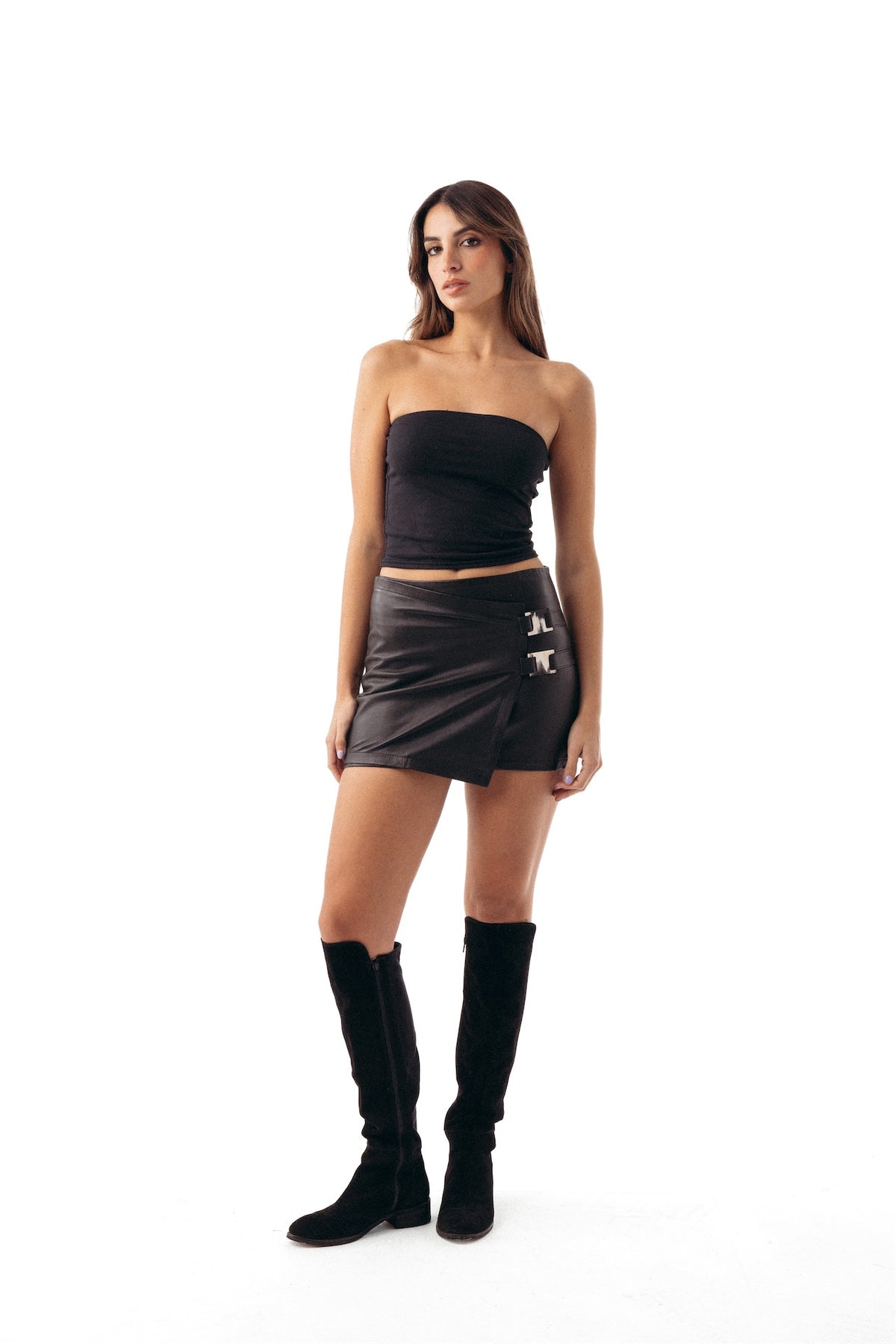 Falda Punk de cuero para mujer