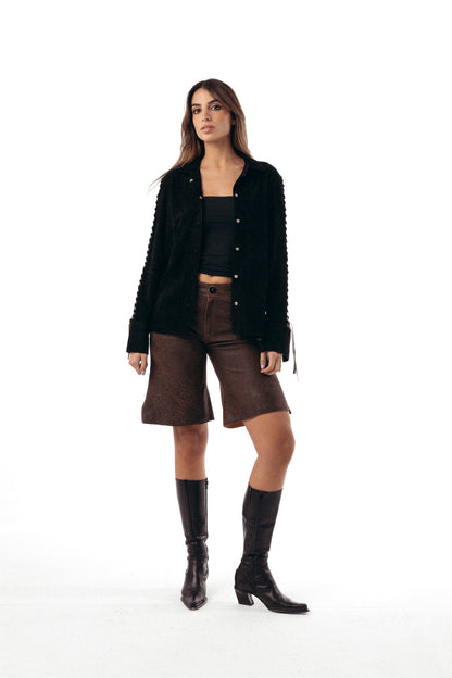 Camisa Fun en gamuza negra