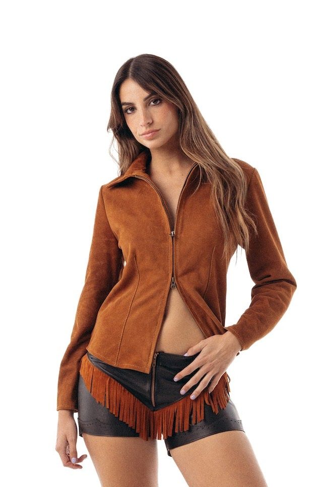 Camisa Zip Up gamuza