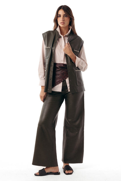 Pant Comfy cuero oliva