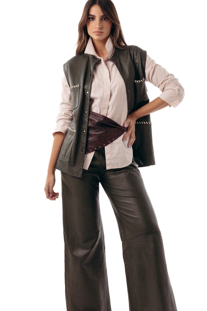 Pant Comfy cuero oliva