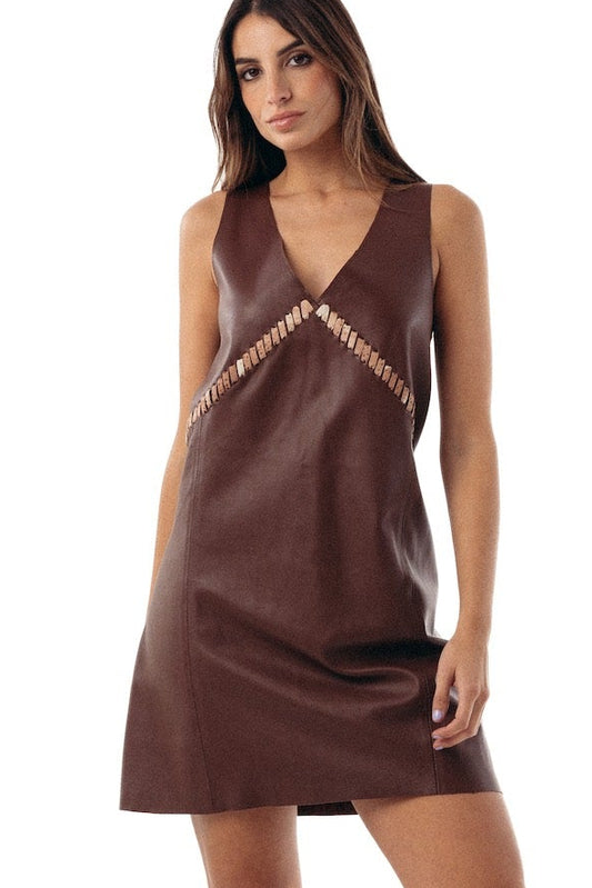 Vestido Formas de cuero ovino red brown, Bowa Uruguay