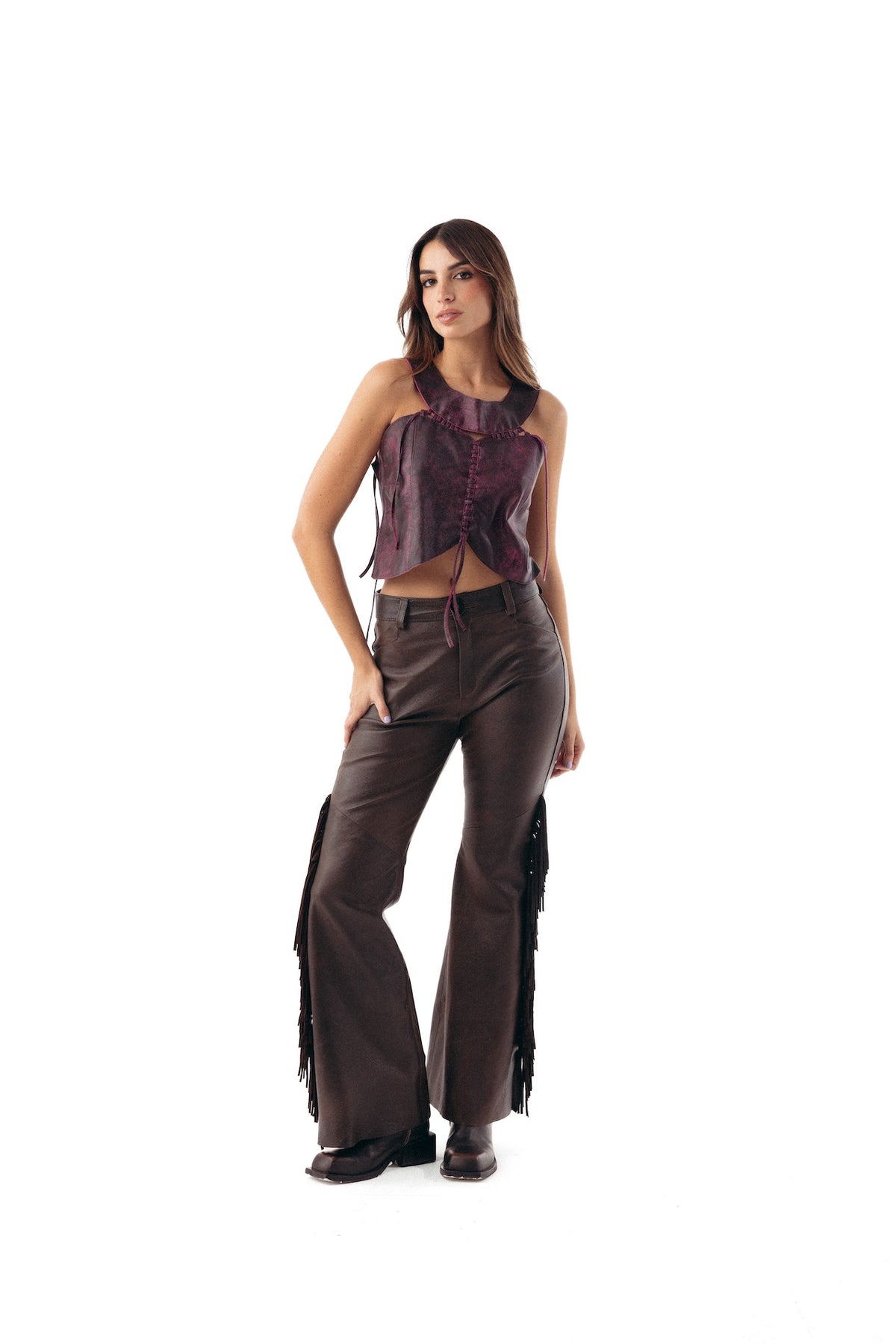 Top Roll cuero rosa