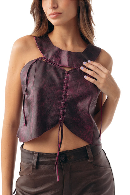 Top Roll cuero rosa
