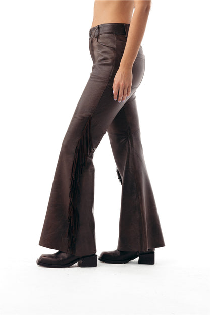 Pantalon Kao Flecos cuero chocolate