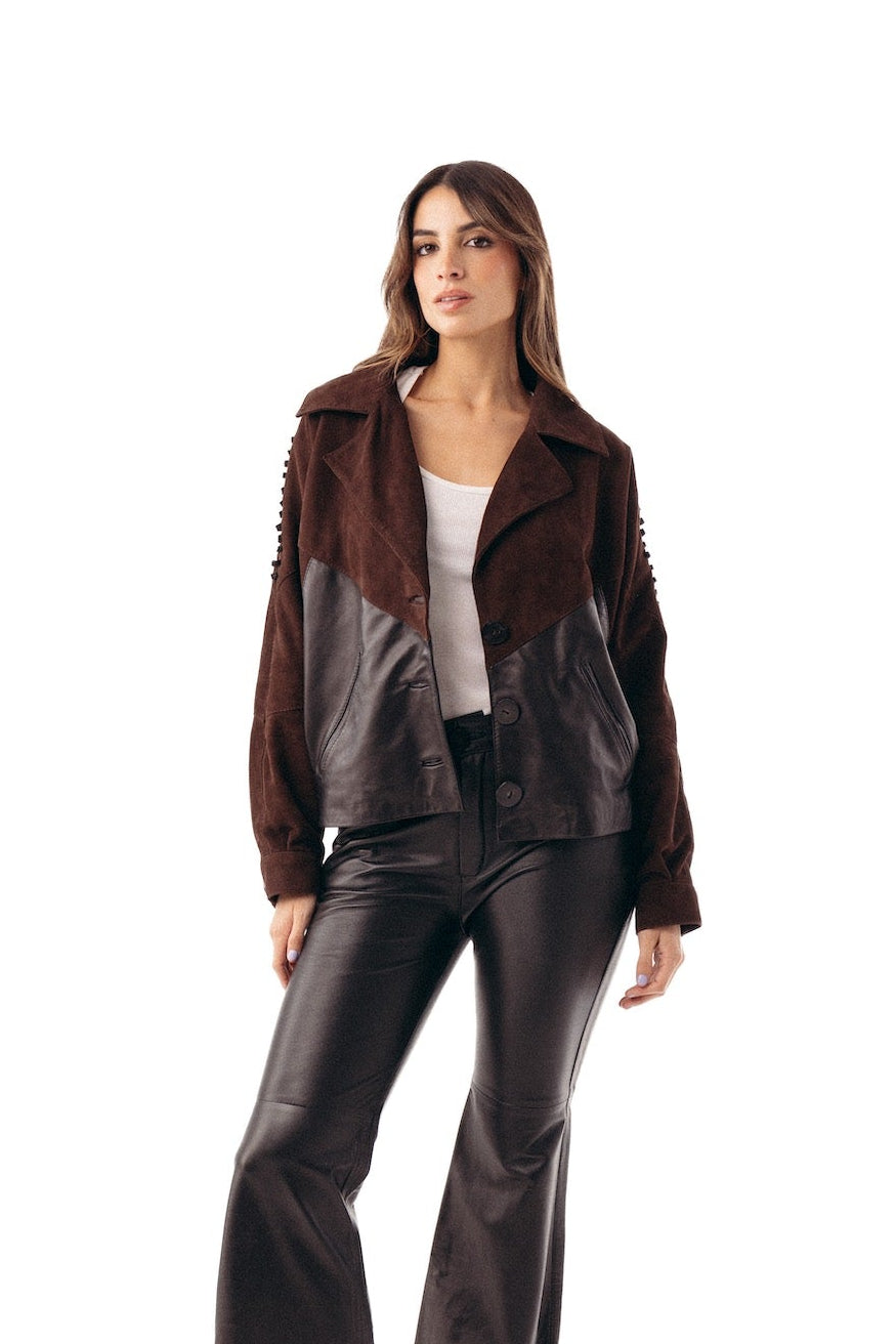 New Bomber cuero y gamuza