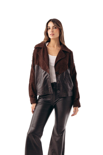 New Bomber cuero y gamuza