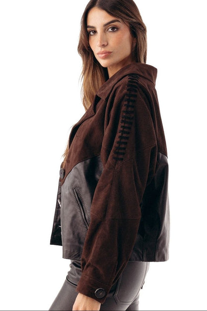 New Bomber cuero y gamuza