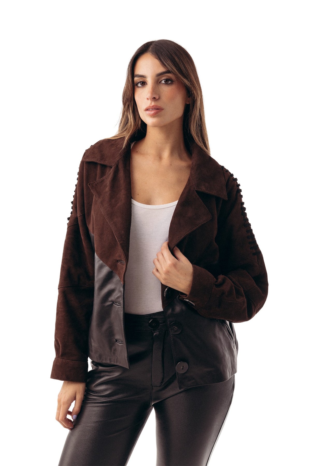 New Bomber cuero y gamuza