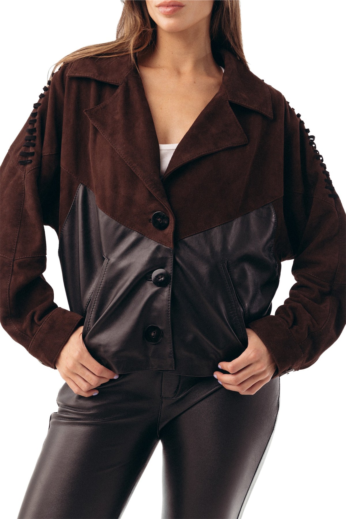New Bomber cuero y gamuza