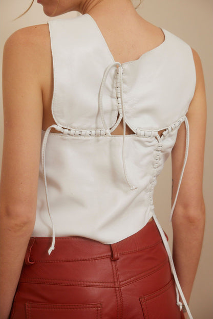 Top Roll cuero blanco