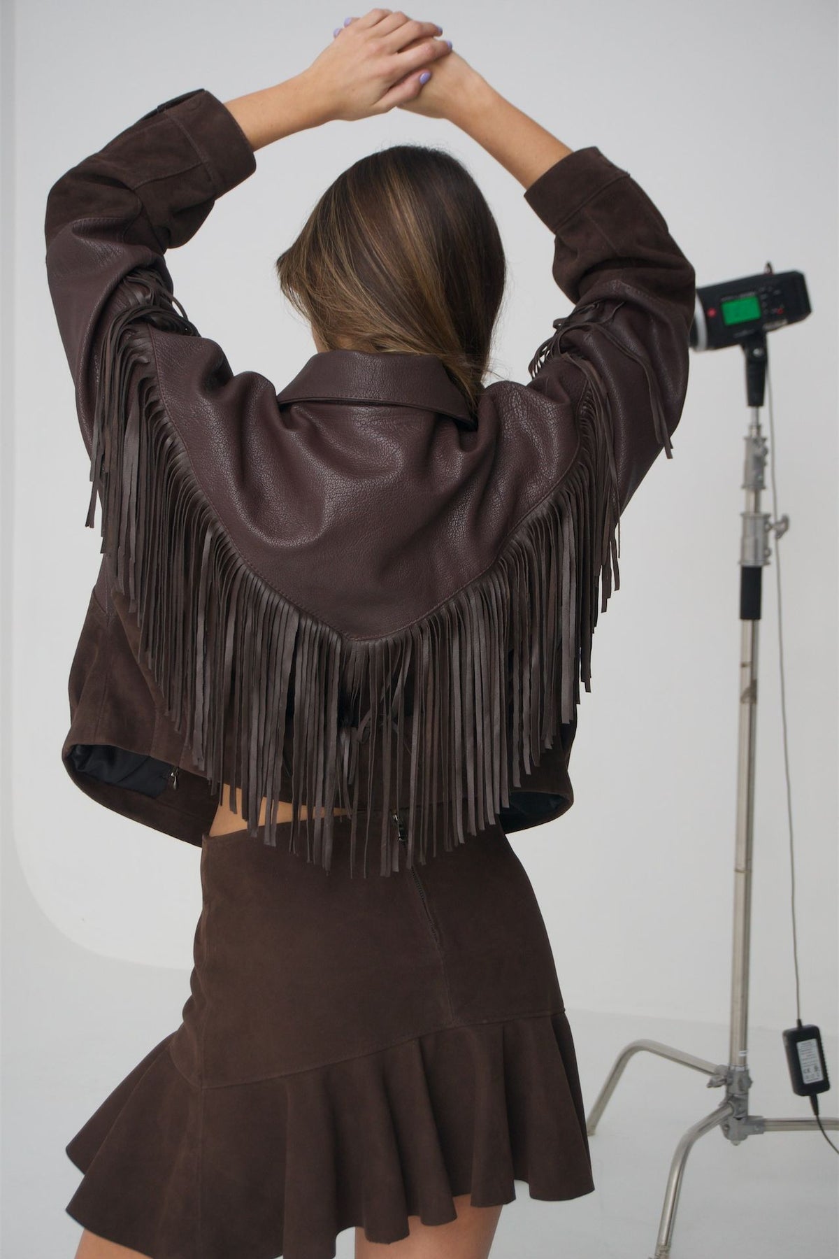 Bomber Twist en cuero y gamuza
