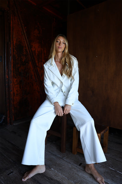 Pantalón Comfy en cuero blanco