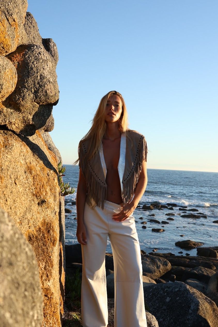 Pantalón Comfy de cuero blanco, Bowa Uruguay