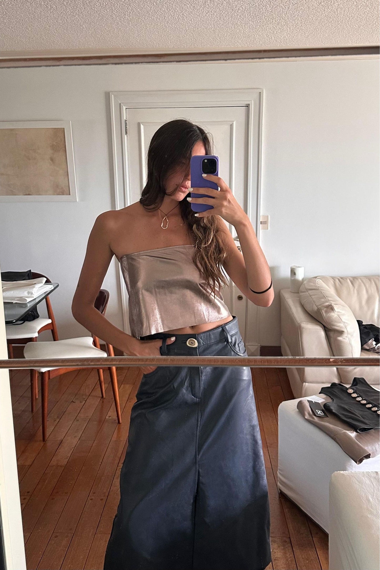 Top Noe cuero platino