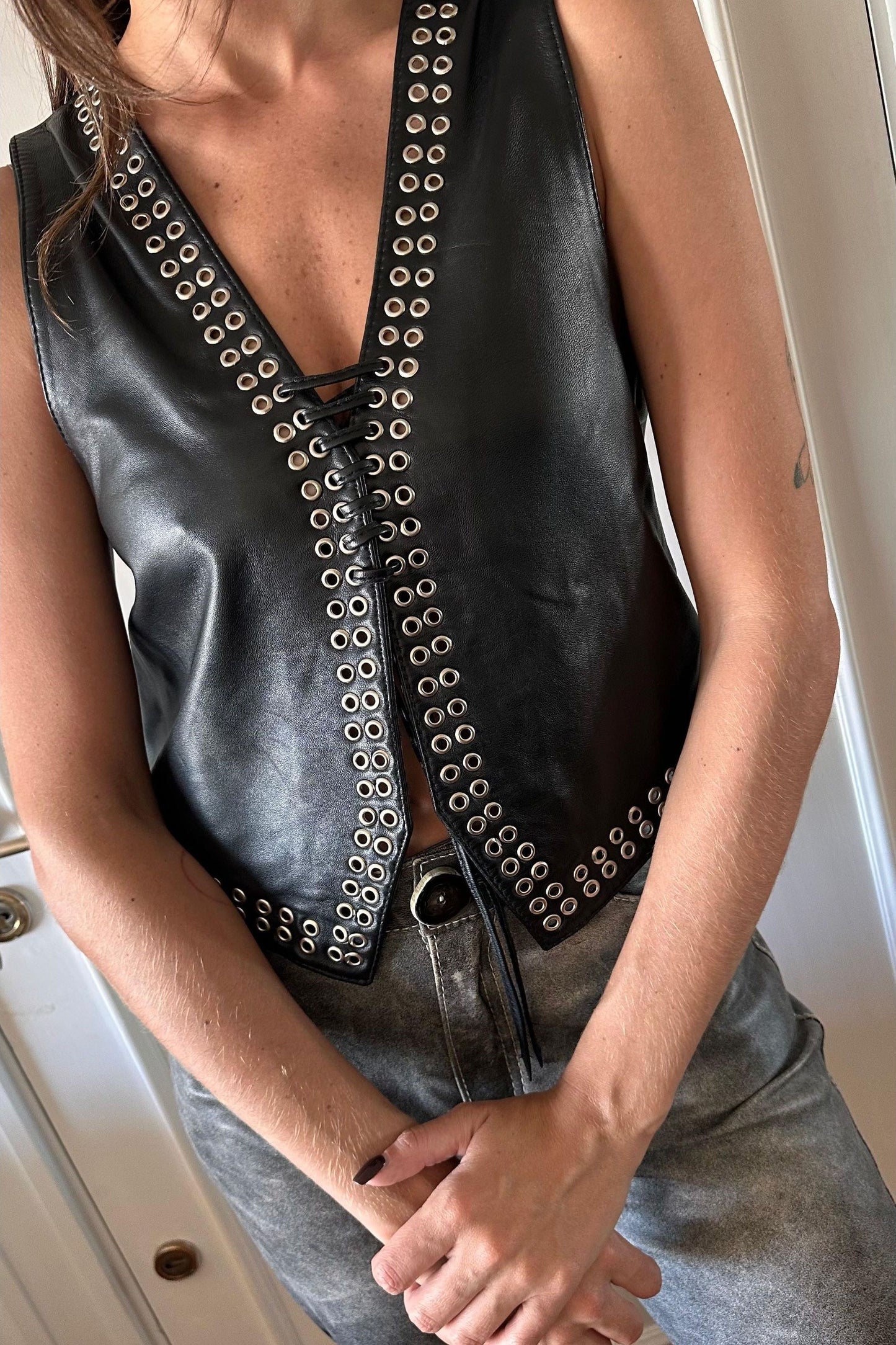 Chaleco Rock cuero negro