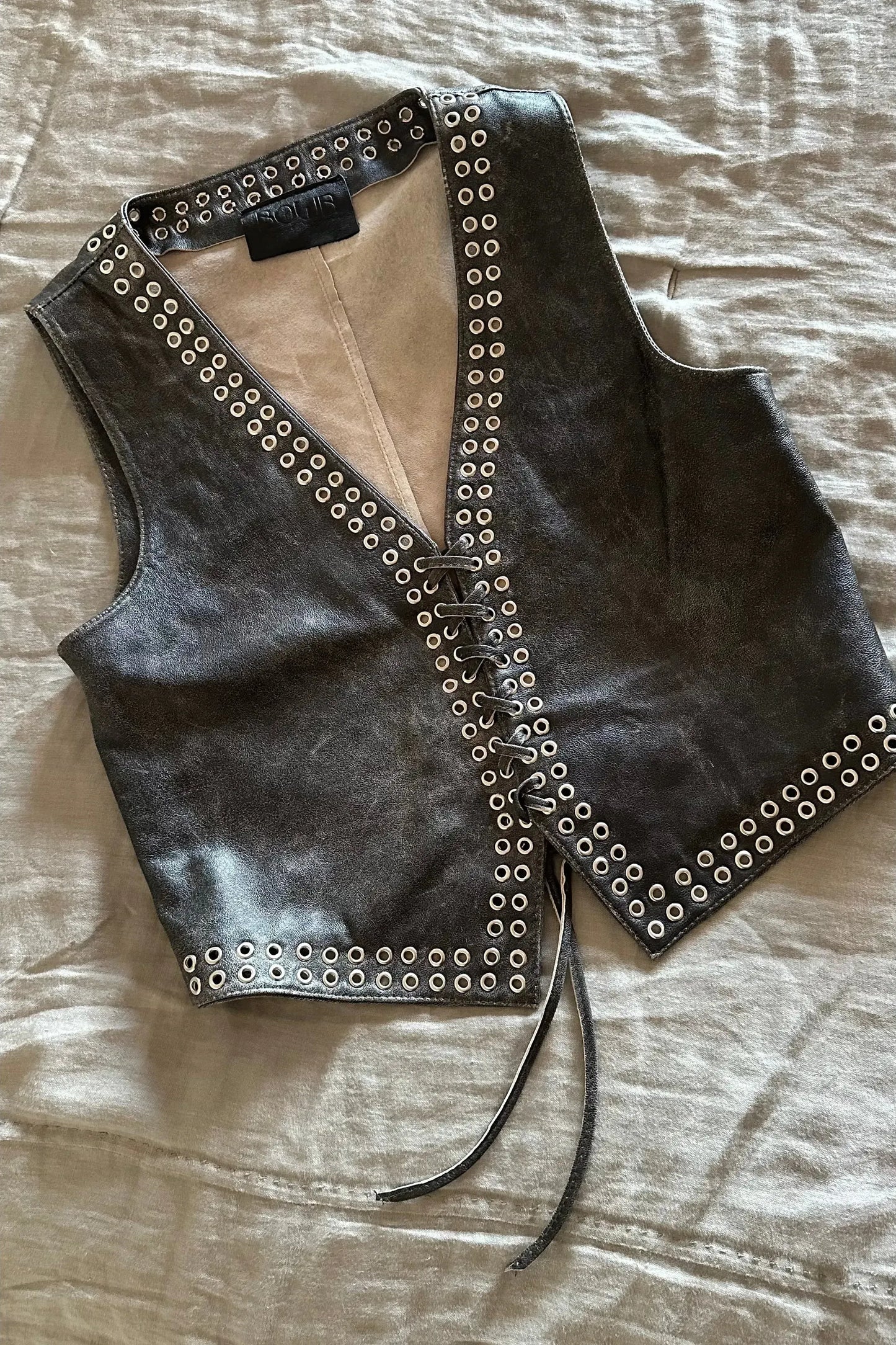 Chaleco Rock cuero negro