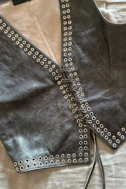 Chaleco Rock cuero negro