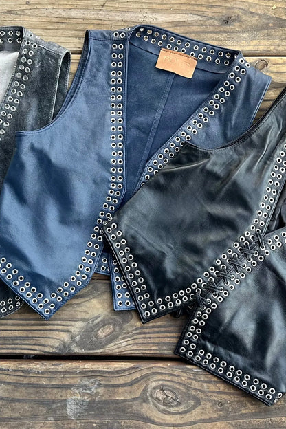 Chaleco Rock cuero negro