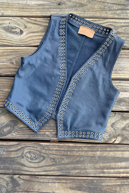 Chaleco Rock cuero negro