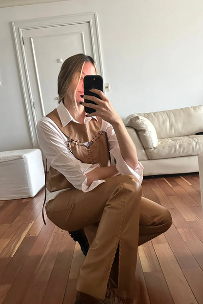 Pantalón Kao cuero camel