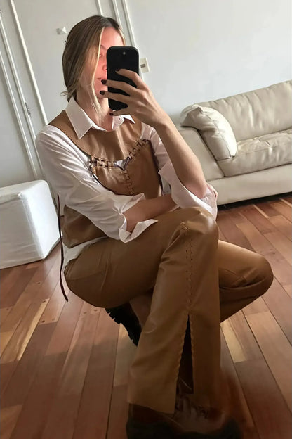 Pantalón Kao cuero camel