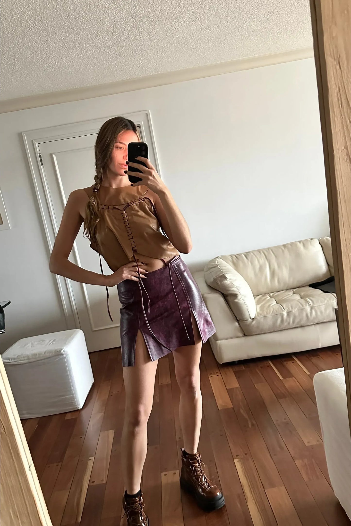 Top Roll cuero caramelo