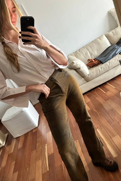 Pantalón Kao cuero vintage brown