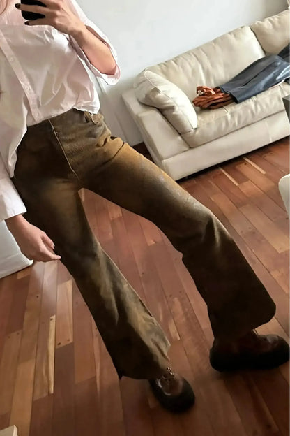 Pantalón Kao cuero vintage brown
