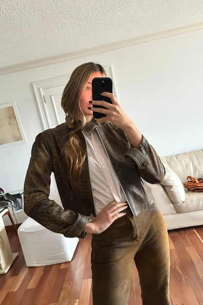 Pantalón Kao cuero vintage brown