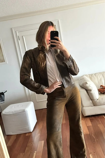 Pantalón Kao cuero vintage brown