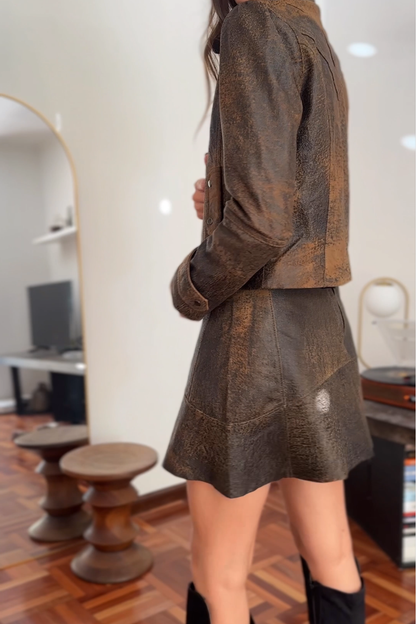Mini bomber vintage brown