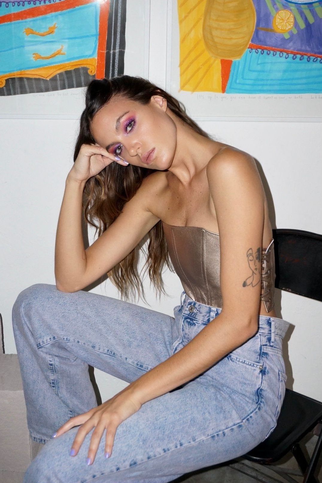 Top Corset cuero oro suave