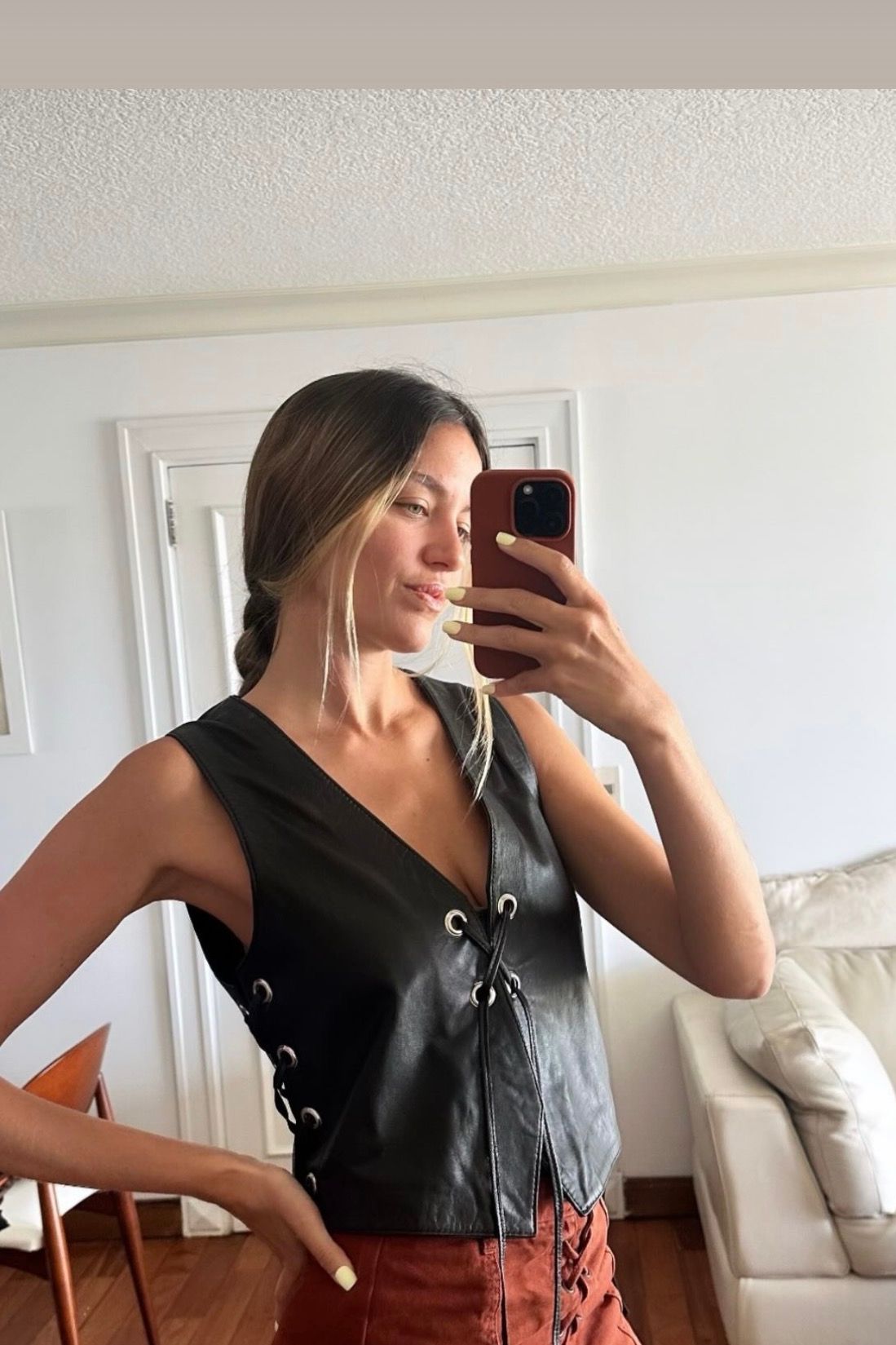 Chaleco Samba cuero negro