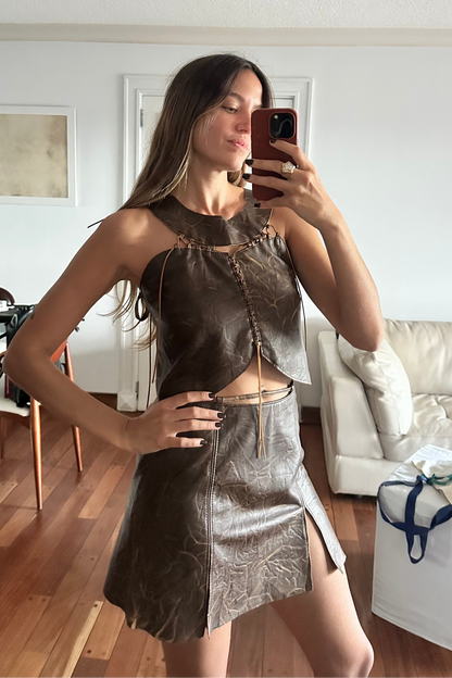 Falda Fragmentos cuero veteado