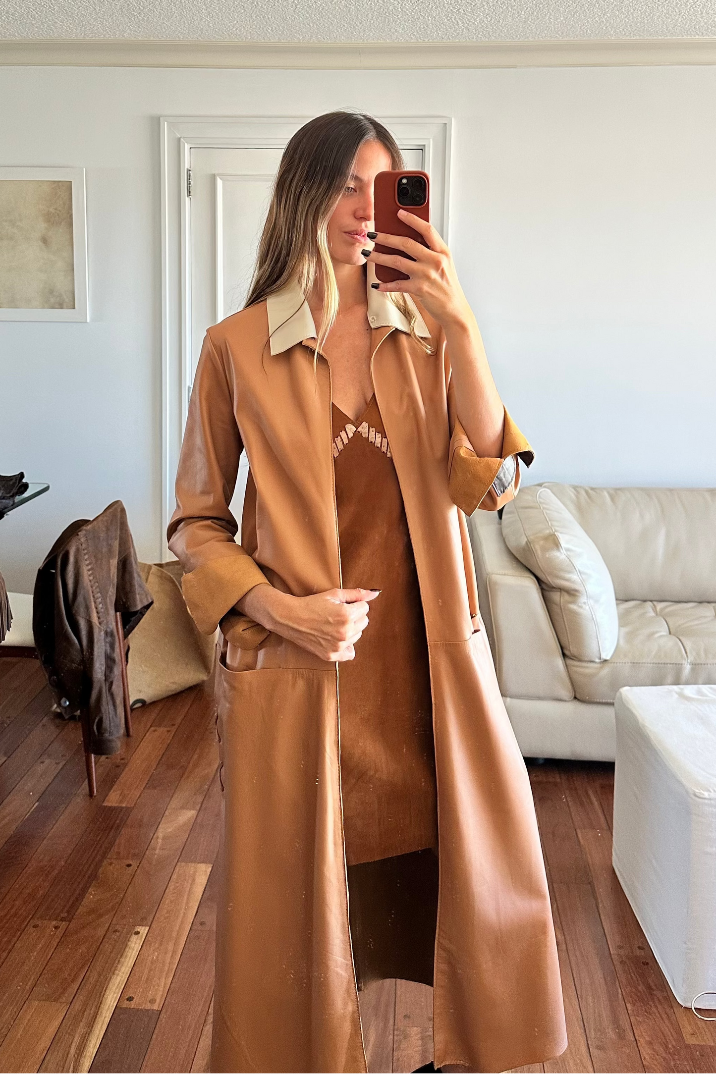 Trench cuero camel