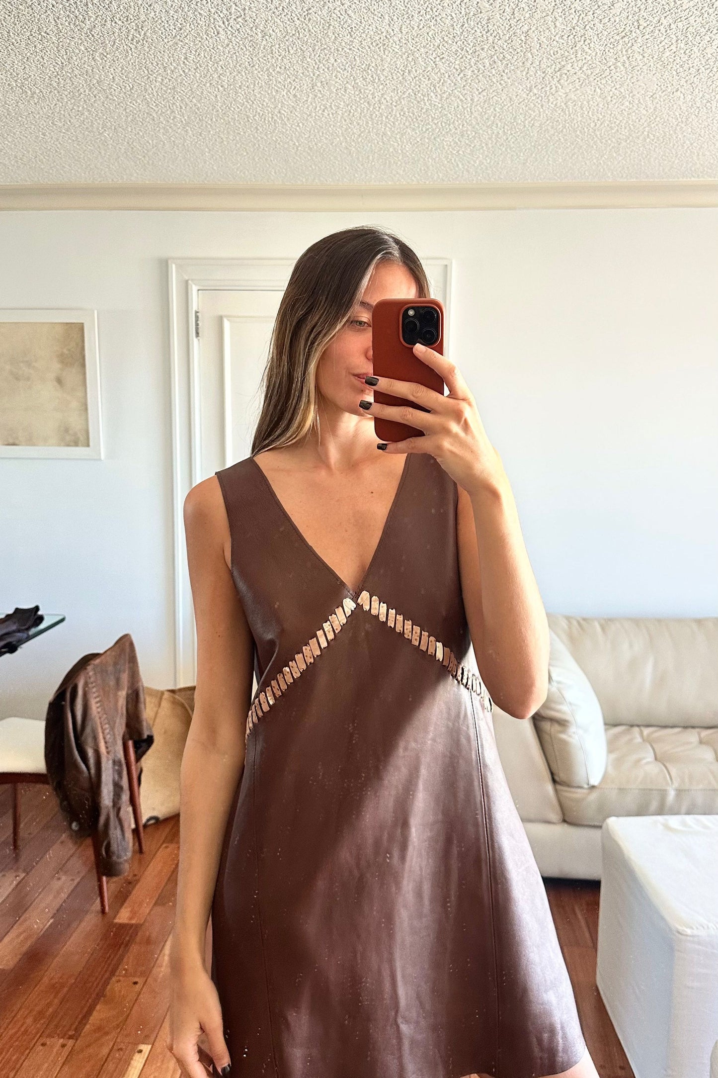Vestido Formas cuero red brown