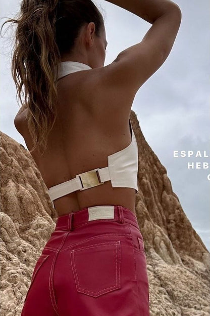 Top Cat corto cuero blanco