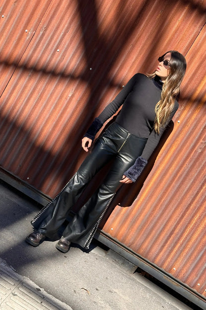 Pantalón Oxford cuero negro