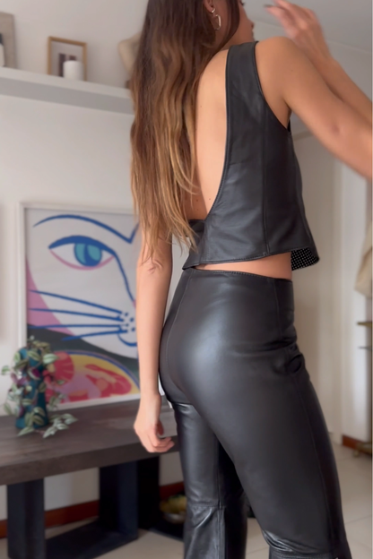 Pantalón Oxford cuero negro